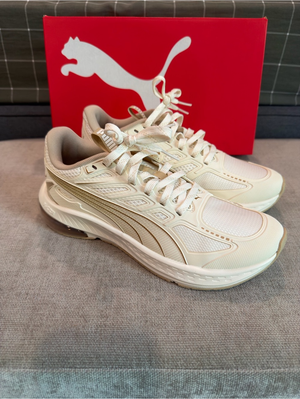 PUMA XCell Lightspeed Running Womens Gold, Off White Sneakers Athletic Shoes 30